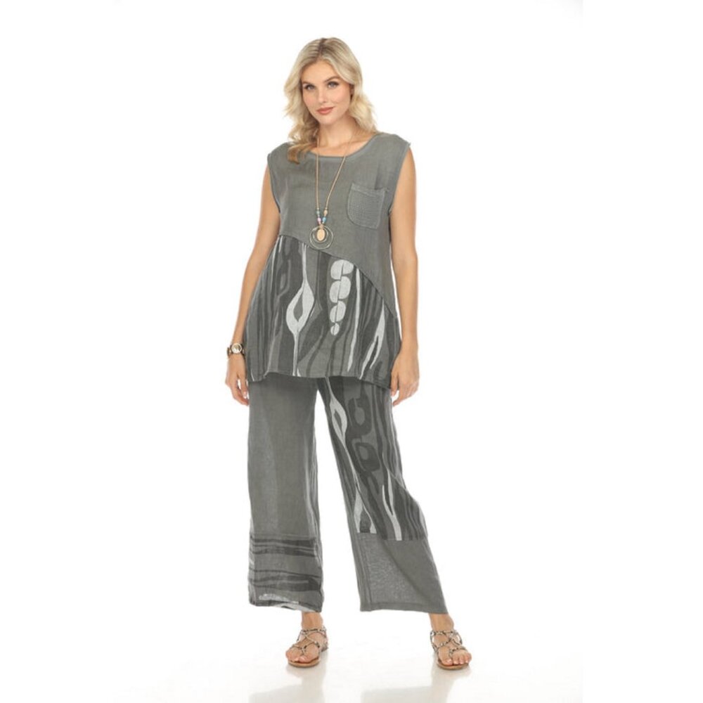 Charcoal Abstract Print Wide Leg Pant